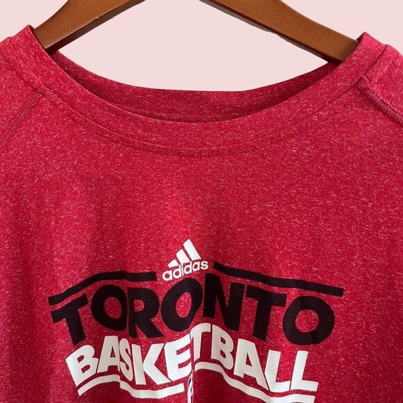 Adidas NBA Shirt Mens Large Red Toronto Basketball Climacool Short Sleeve Tshirt - Picture 3 of 8
